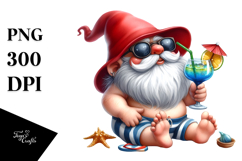 Whimsical Gnome Drinking a Cocktail PNG Product Image 1