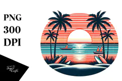 Retro Beach Sunset Clipart Tshirt, 20 oz Tumbler Product Image 1