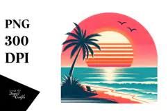 Retro Beach Sunset Clipart Tshirt, 20 oz Tumbler Product Image 1