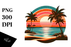 Retro Beach Sunset Clipart Tshirt, 20 oz Tumbler Product Image 1