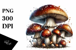Glossy Mushroom Watercolor Splash PNG Product Image 1