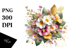 Colorful Bouquet Gold Foil Primrose Splash | Sublimation Product Image 1