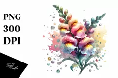 Shiny Metallic Flower Watercolor Splash | Clipart Product Image 1