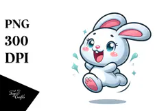 Ridiculously Cute Rabbit Jumping, Wholesome PNG Product Image 1