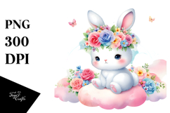 Cartoon-Style Watercolor Bunny, Transparent PNG Product Image 1