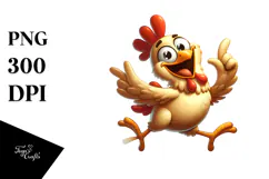 Goofy Cartoon Chicken, PNG Product Image 1