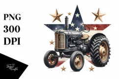 Watercolor Vintage Tractor with Stars | Sublimation Clipart Product Image 1