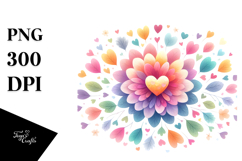 Simple Boho Hearts Flower, PNG Product Image 1