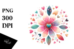 Colorful Simple Flower with Heart Petals PNG Product Image 1