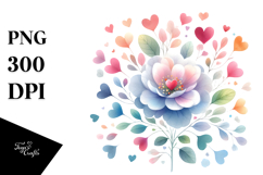 Colorful Simple Flower with Heart Petals PNG Product Image 1