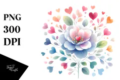 Colorful Simple Flower with Heart Petals PNG Product Image 1