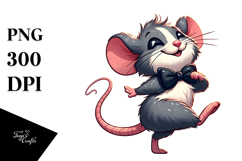Cute Cartoon Mouse with Bow Tie PNG Product Image 1