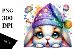 Crazy Watercolor Baby Bunny, Vibrant PNG Product Image 1