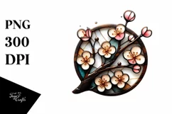 Wooden Stained Cherry Blossom Clipart Product Image 1