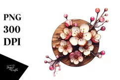 Wooden Cherry Blossom Stained | Sublimation | Clipart Product Image 1