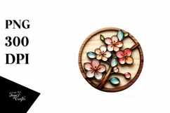 Wooden Cherry Blossom Stained | Sublimation | Clipart Product Image 1