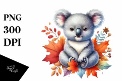 Cute Baby Koala Autumn Leaves | Sublimation | Clipart Product Image 3