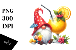 Cute Gnome Drinking a Cocktail, PNG Product Image 1
