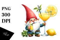 Cute Gnome Drinking a Cocktail, PNG Product Image 1
