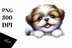 Funny Watercolor Shih Tzu on White Paper | Sublimation | Product Image 1