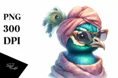 Funny Cute Peacock Smiling with Silk Scarf and Sunglasses | Product Image 3