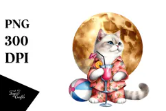Beach Cat Painting, Transparent PNG Product Image 1