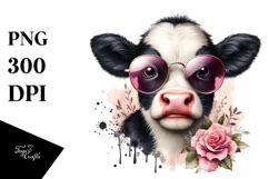 Funny Baby Cow with Sunglasses, High Quality PNG Product Image 1