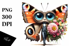 Watercolor Butterfly Big Eyes Standing Up | Sublimation | Product Image 3