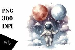 Vintage Astronaut Boy | Washed Watercolor Clipart Product Image 1