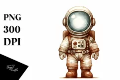 Vintage Astronaut Boy | Washed Watercolor Clipart Product Image 1