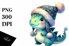 Cute Dinosaur in Winter Clothes, High Detail Product Image 1