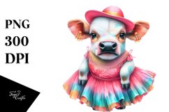 Colorful Baby Cow in Mambo Dancer&#039;s Dress, Transparent PNG Product Image 1