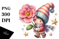 Gnome with Primrose Star PNG Product Image 1
