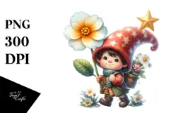 Gnome with Primrose Star PNG Product Image 1