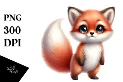 Watercolor Baby Fox Standing Up | Clipart Product Image 1