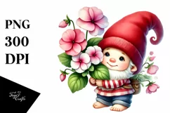Cute Baby Gnome with Impatiens PNG Product Image 1