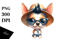 Expressive Baby Dog with Sun Hat | Clipart Product Image 1
