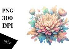Pastel Wooden Stained Chrysanthemum PNG Product Image 1