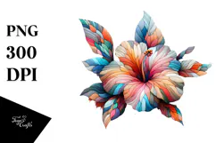 Abstract Colorful Pastel Wooden Hibiscus Product Image 1