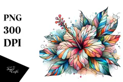 Abstract Colorful Hibiscus Diamond PNG Product Image 1