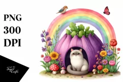 Colorful Nature Rainbow Cat,Mushroom | Watercolor Product Image 3