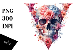 Colorful Skull with Spring Flowers, PNG Product Image 1