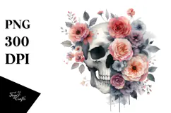 Colorful Skull with Spring Flowers, PNG Product Image 1