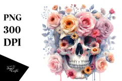 Colorful Skull with Spring Flowers, PNG Product Image 1