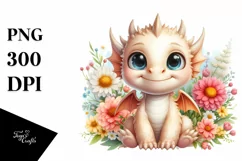 Cute Dragon Smiling in Flowers | Clipart Product Image 1