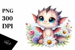 Cute Dragon Smiling in Flowers | Clipart Product Image 1