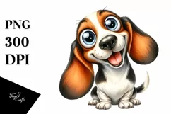 Enthusiastic Crazy Basset Hound | Sublimation Clipart Product Image 1