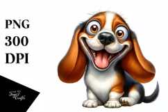 Enthusiastic Crazy Basset Hound | Sublimation Clipart Product Image 3