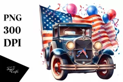 USA Flag Vintage Car Confetti | Sublimation Clipart Product Image 3