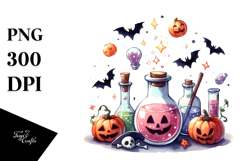 Watercolor Magic Potion Halloween Clipart, Transparent PNG Product Image 1